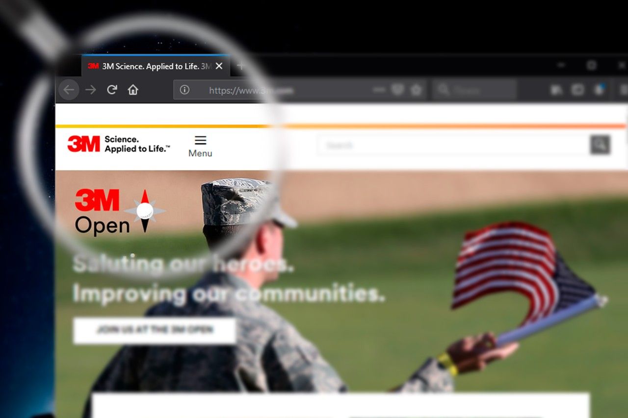 Illustrative Editorial of 3M Company website homepage. earplugs, military