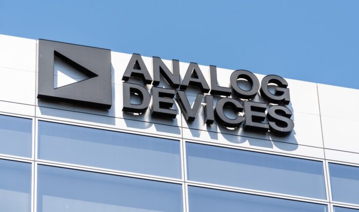 Analog Devices logo at their headquarters in Silicon Valley; linear technology 401(k)