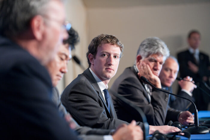 Facebook/Meta CEO Mark Zuckerberg attending a press conference in France, 2011.