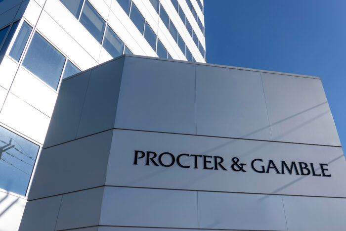 The Procter & Gamble Company sign outside their head office in Toronto.