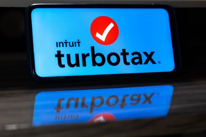 In this photo illustration the TurboTax (Intuit) logo seen displayed on a smartphone.