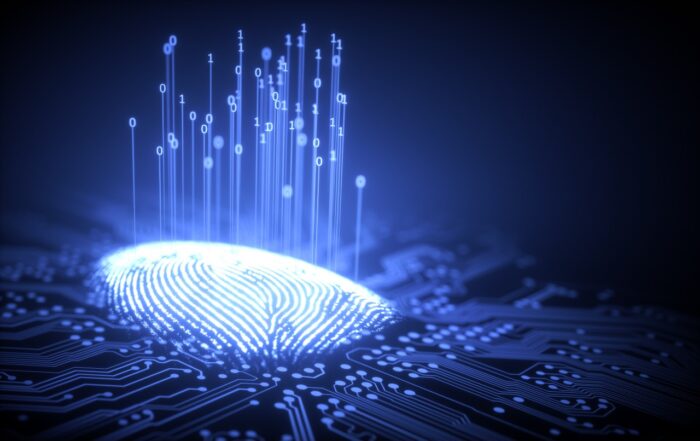 Fingerprint integrated in a printed circuit, releasing binary codes - biometric settlement
