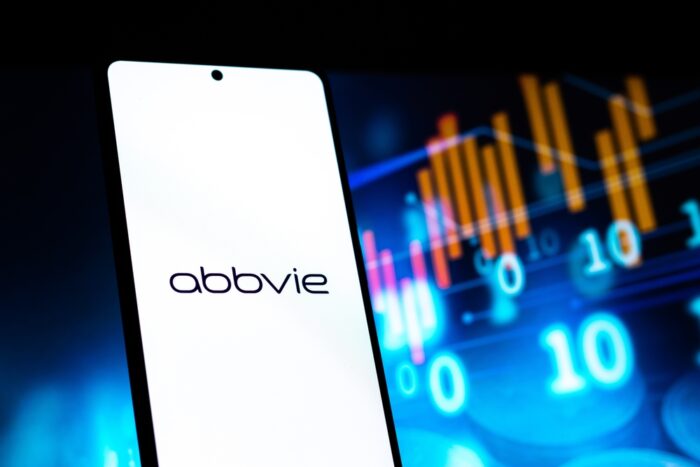 AbbVie logo on phone screen.