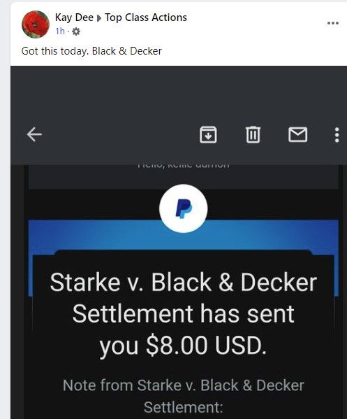 Black & Decker FB 5-19-22 settlement payments