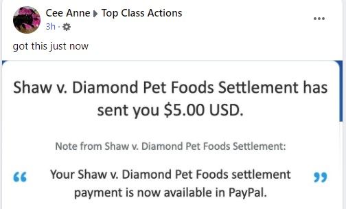 Taste of the Wild FB 5-18-22 settlement payments