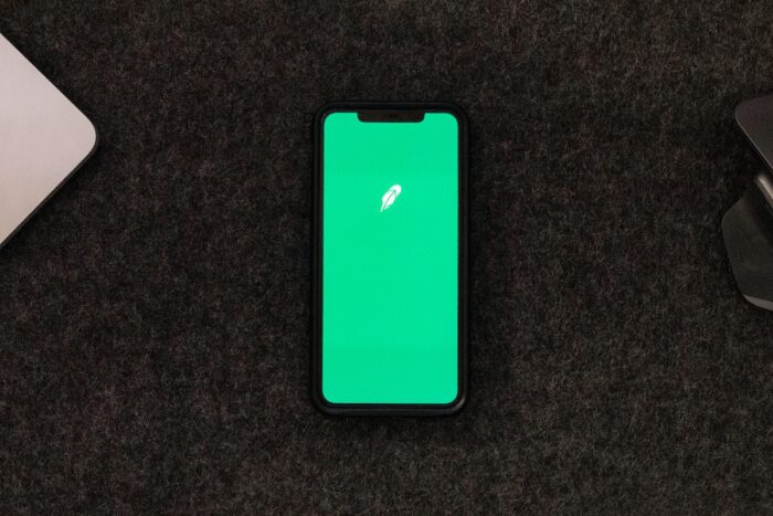 Robinhood logo displayed on a smartphone screen.