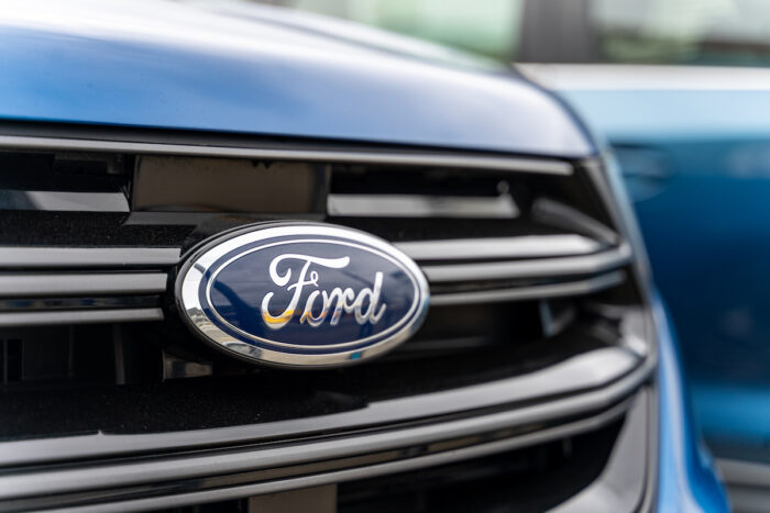 Ford logo on front of a car.