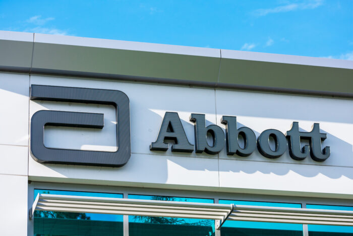 Abbott logo and sign at the company office in Silicon Valley - baby formula