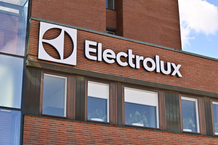 A wall sign for Swedish appliance manufacturer Electrolux at the company headquarters - Electrolux class action