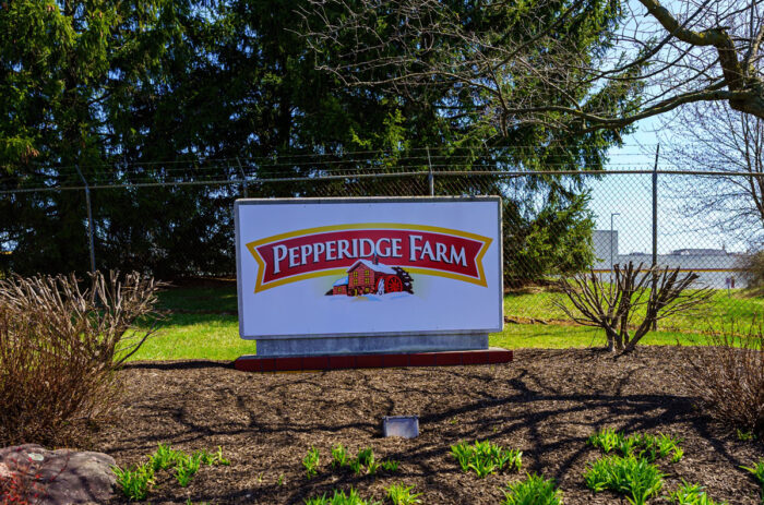 The Pepperidge Farm Sign at the entrance to the plant in Lancaster County, Pennsylvania.