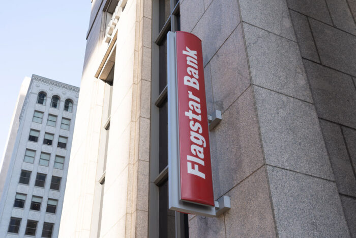 A Flagstar Bank sign on its office building in Detroit, Michigan, USA - class action, data breach