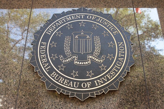 Federal Bureau of Investigation seal outside the J. Edgar Hoover F.B.I. Building in Washington