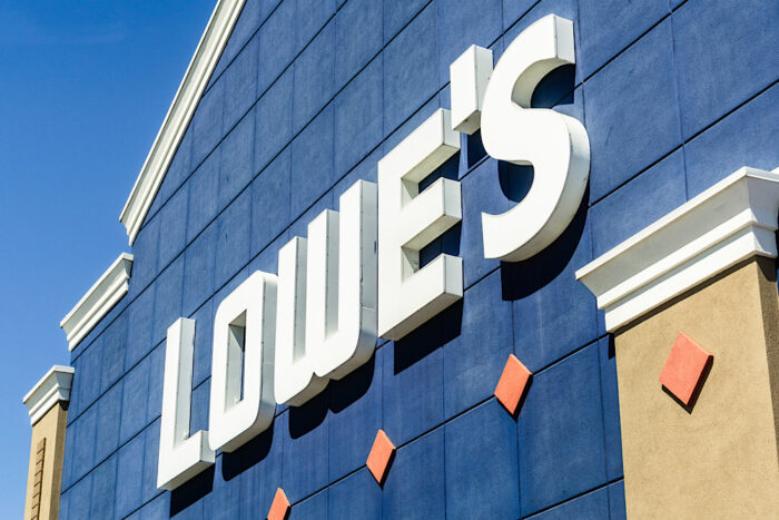 Lowe’s Logo displayed above one of their locations in South San Francisco Bay Area.