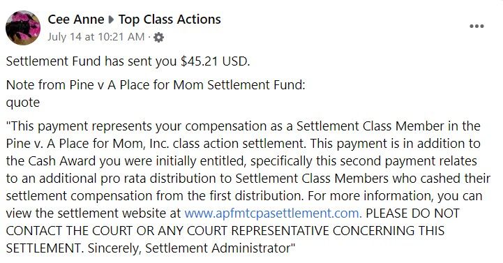 A Place for Mom 2nd Dist 7-20-22 lawsuit settlement checks