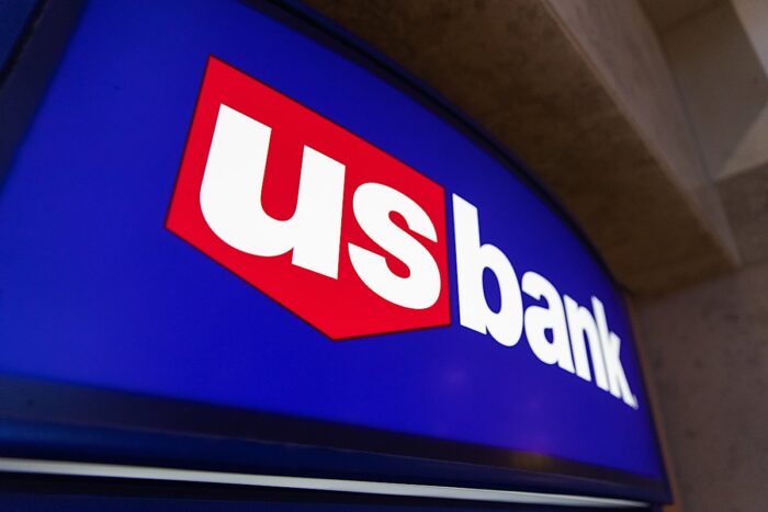 US Bank logo on ATM sign at Seatac airport in Seattle, Washington.