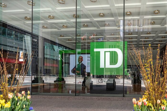 Exterior of a TD Bank location.