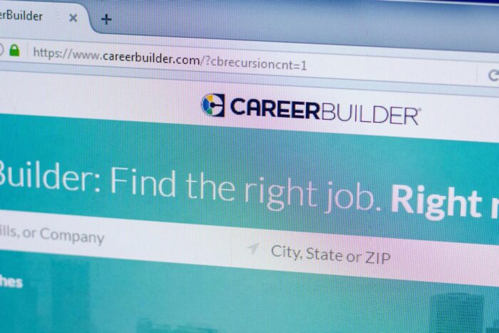 Homepage of CareerBuilder website on a PC display - careerbuilder class action
