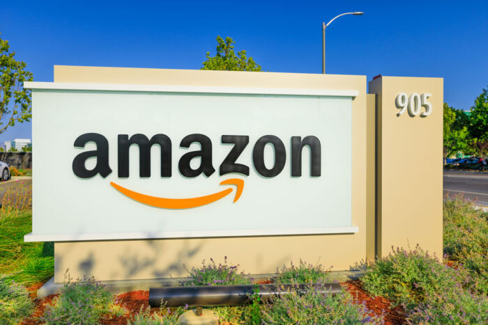 Closeup of Amazon Sign at Enterprise Way in Sunnyvale, Silicon Valley - children's sleepwear recall