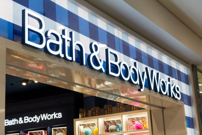 Bath and body works logo on Bath and body works shop.