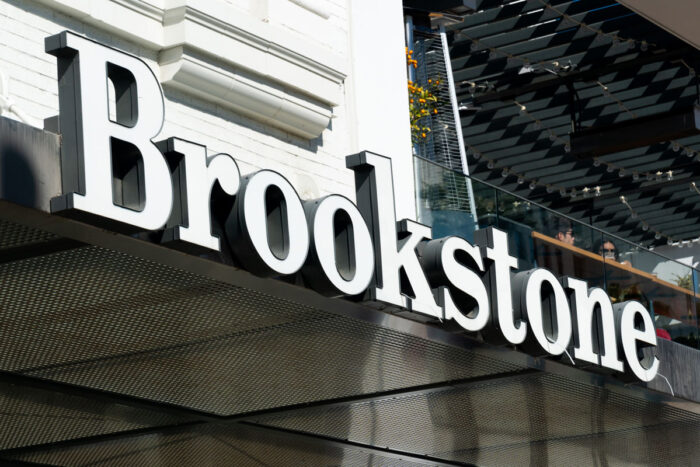Brookstone retail store exterior and trademark logo.