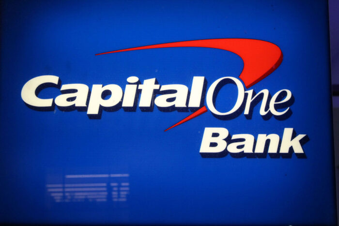 Capital One bank logo is pictured in New York City.