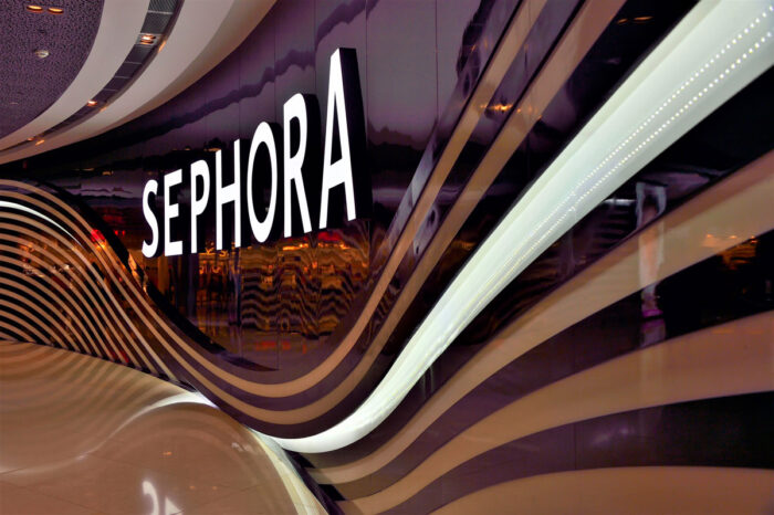 Close up of Sephora signaed.
