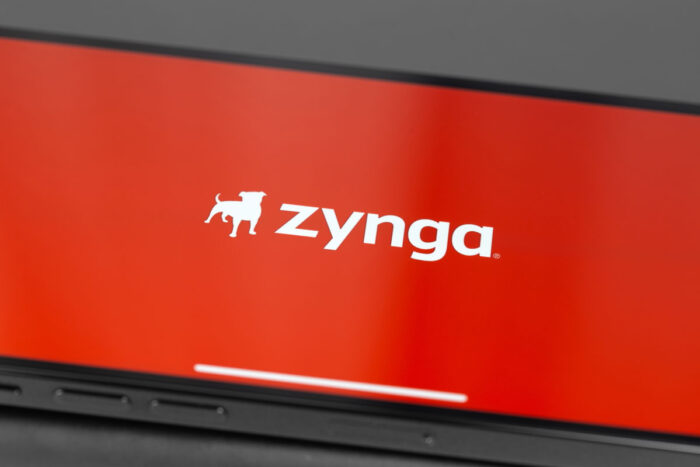 Close up of Zynga logo on a smartphone screen - class action lawsuit gambling app apps