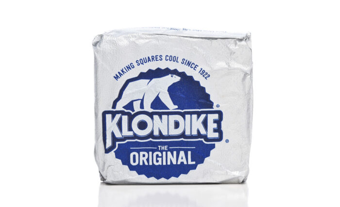 An Original Klondike Ice Cream Bar against a white background.