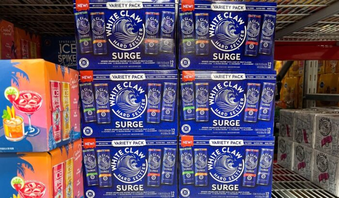 A display boxes of White Claw Surge Hard Seltzer for sale