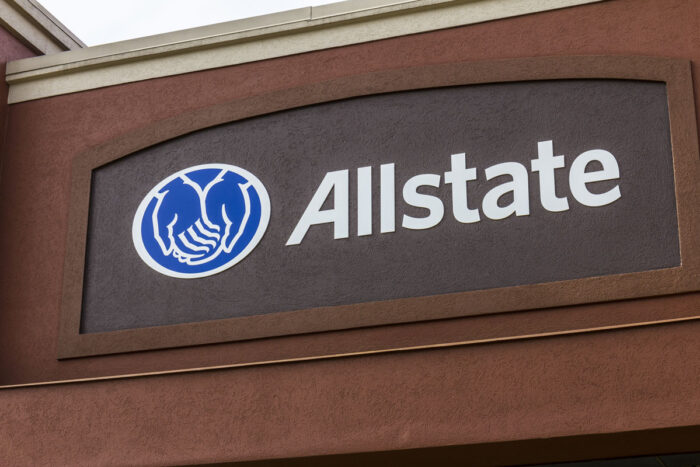 Allstate Insurance Logo and Signage on exterior of a building.