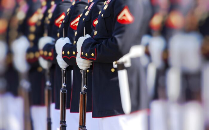 United States Marine Corps soldiers lined up