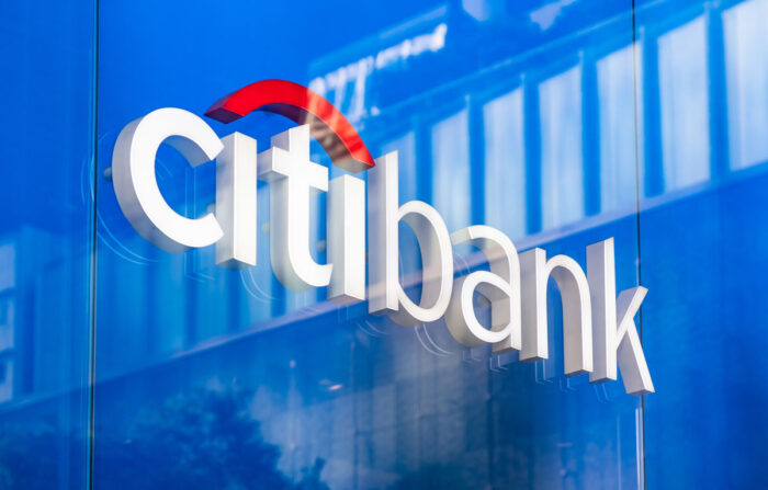 Close up of Citibank signage.