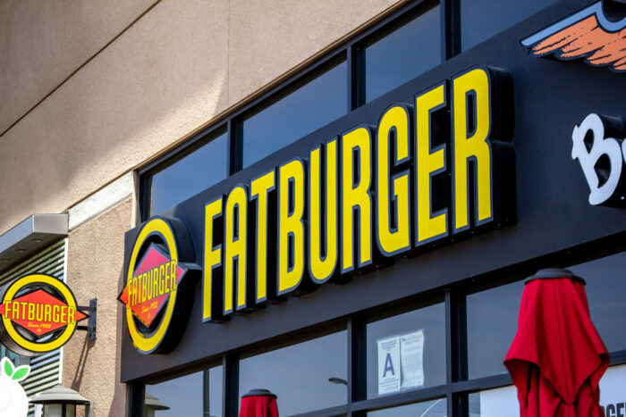 A store front sign for the restaurant known as Fatburger.