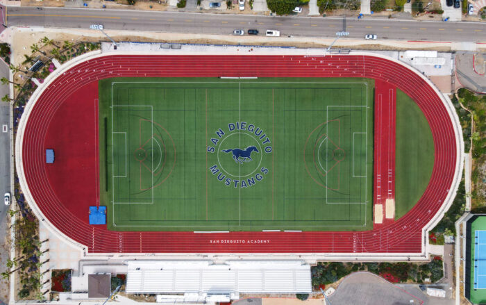 Aerial view of American football field at San Dieguito High School Academy, California, USA - Aeries Software, data breach