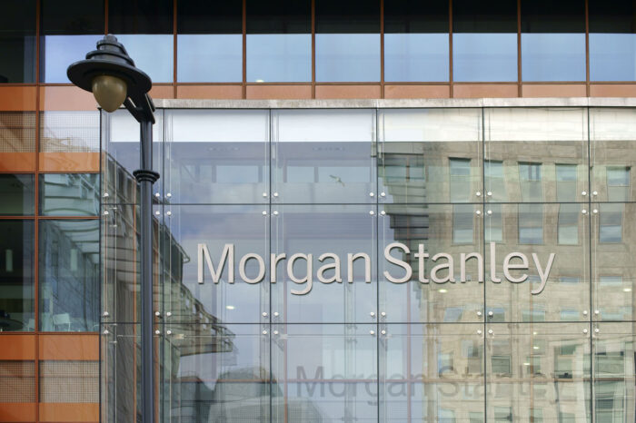 Morgan Stanley signage on exterior of building.