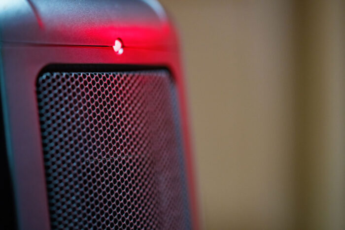 Close up of an electric space heater.