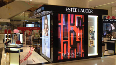 An Estee Lauder location inside of a mall.