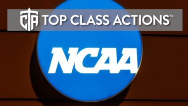 NCAA Headquarters sign, representing the NCAA class action lawsuit over NIL restrictions.