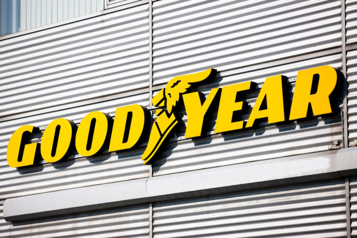Sign for Goodyear tire shop.