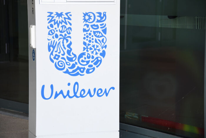 Close up of Unilever signage - shampoo recall