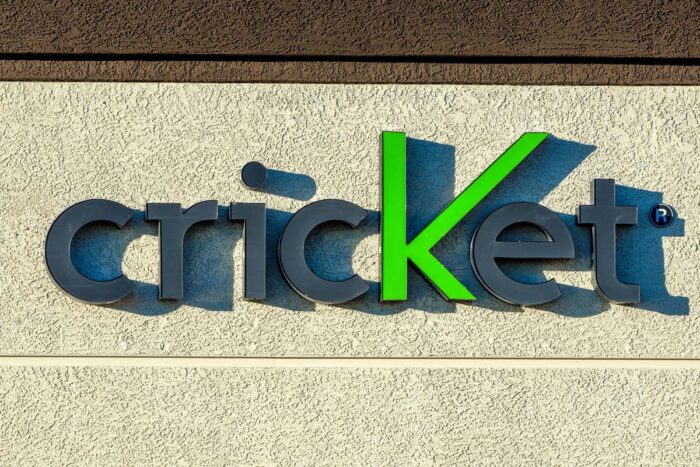 Cricket Wireless signage on exterior of building.