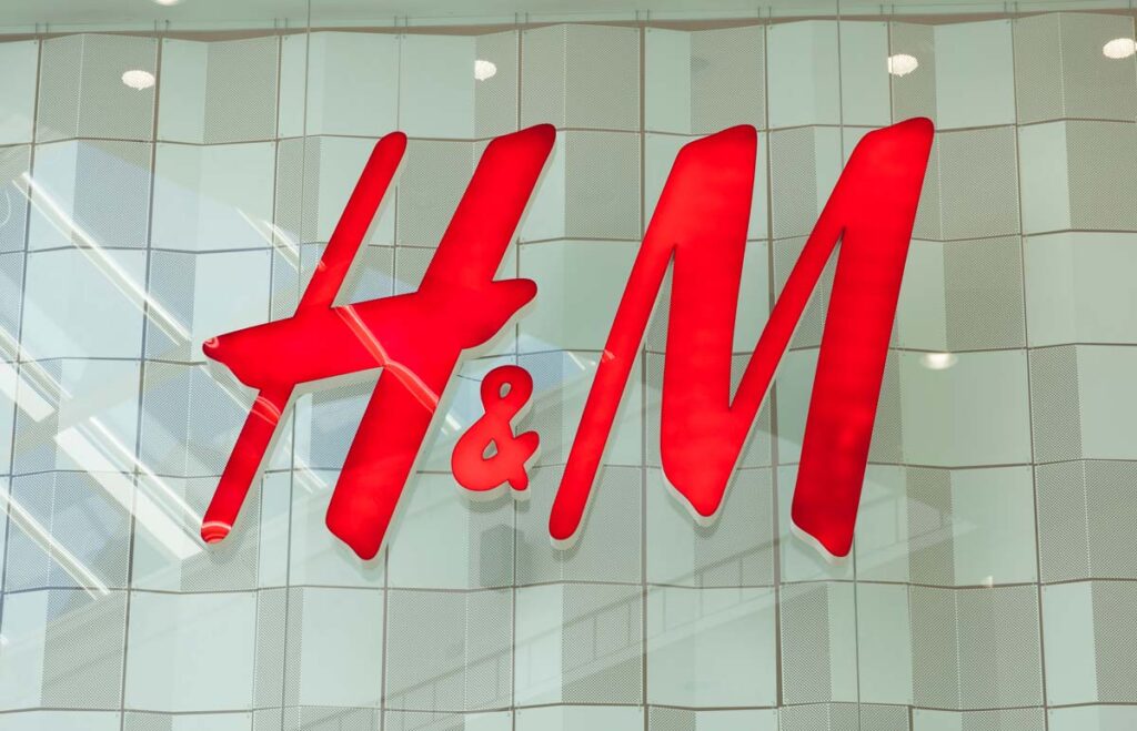 Close up of H&M signage.