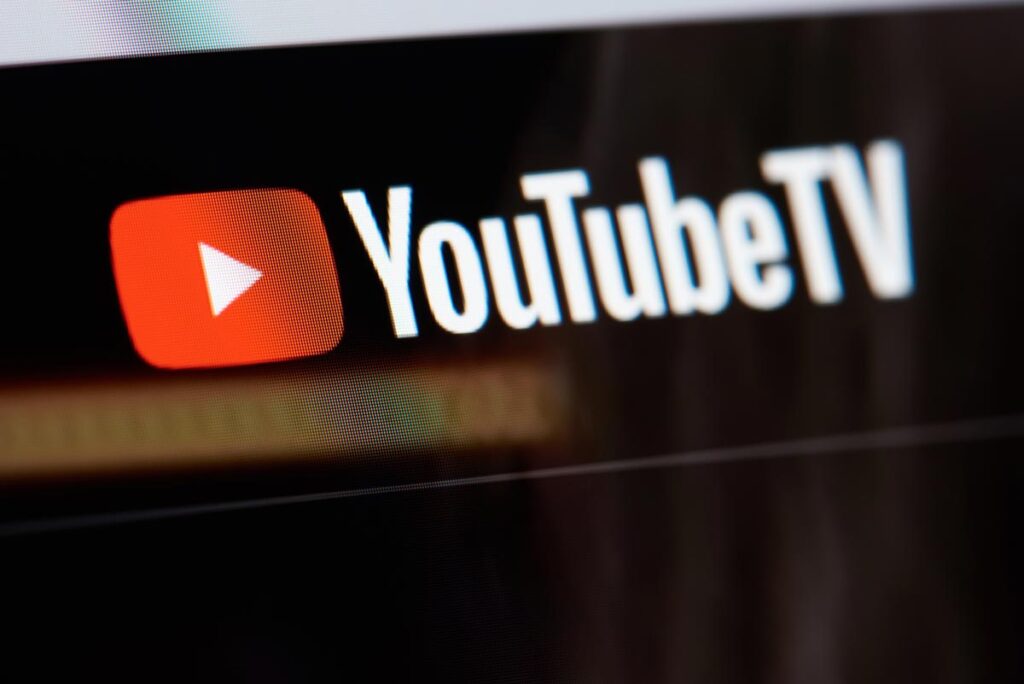 Close up of the YouTube TV logo - live pay television