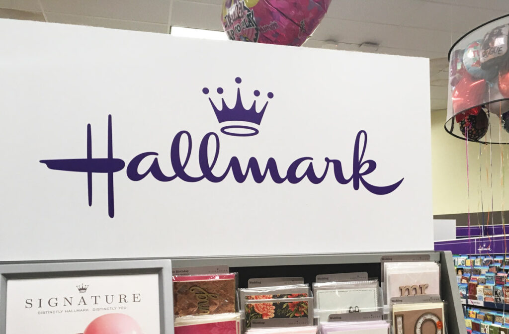 Close up of Hallmark logo.