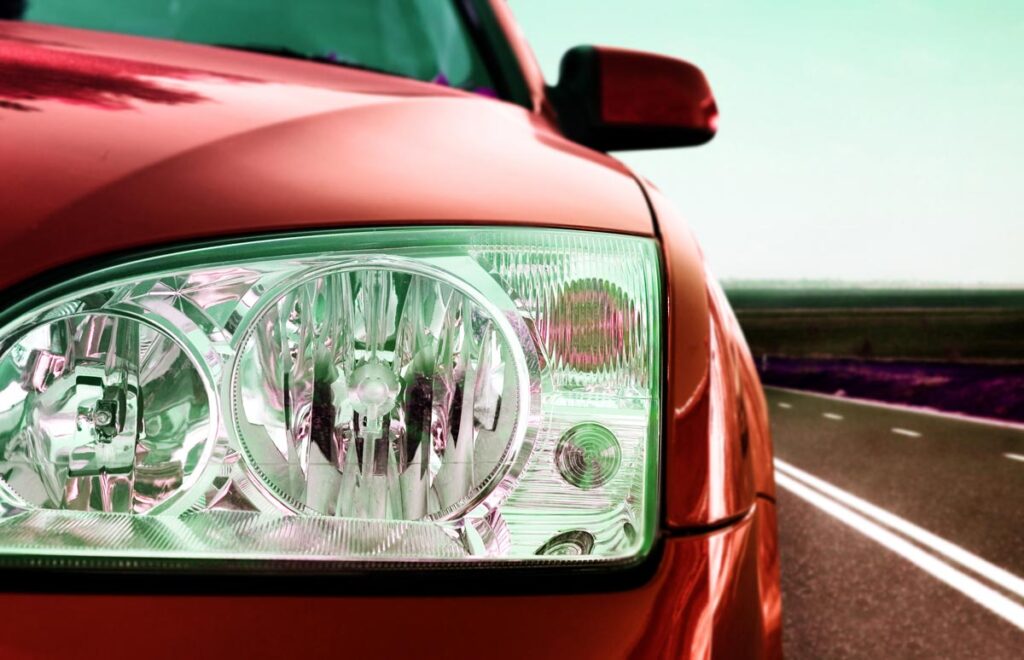 Close up of an SUV headlight - GM SUV recall