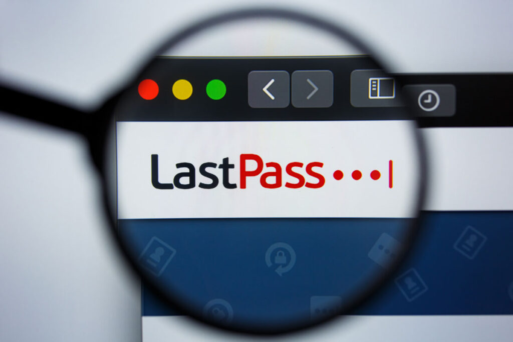 Close up of LastPass logo on its website.