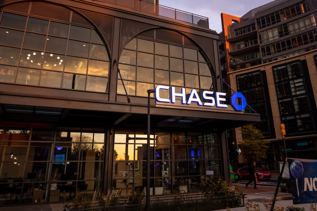 Exterior of a Chase bank location in the city.