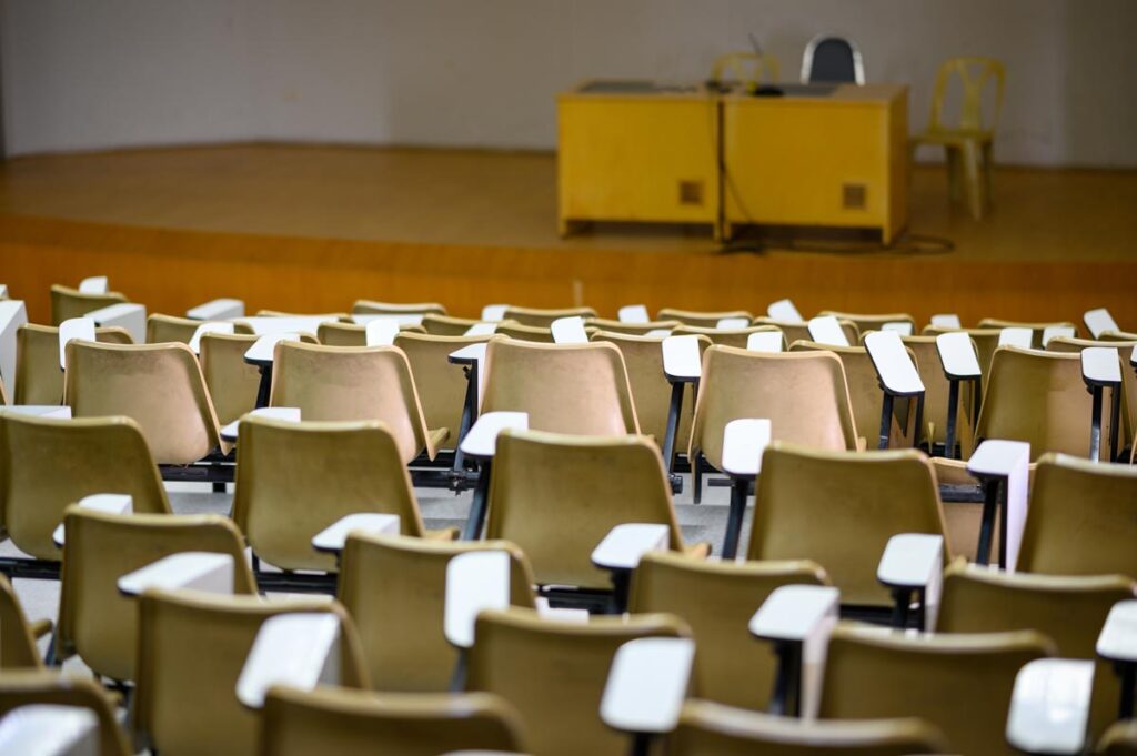 Empty university classroom.