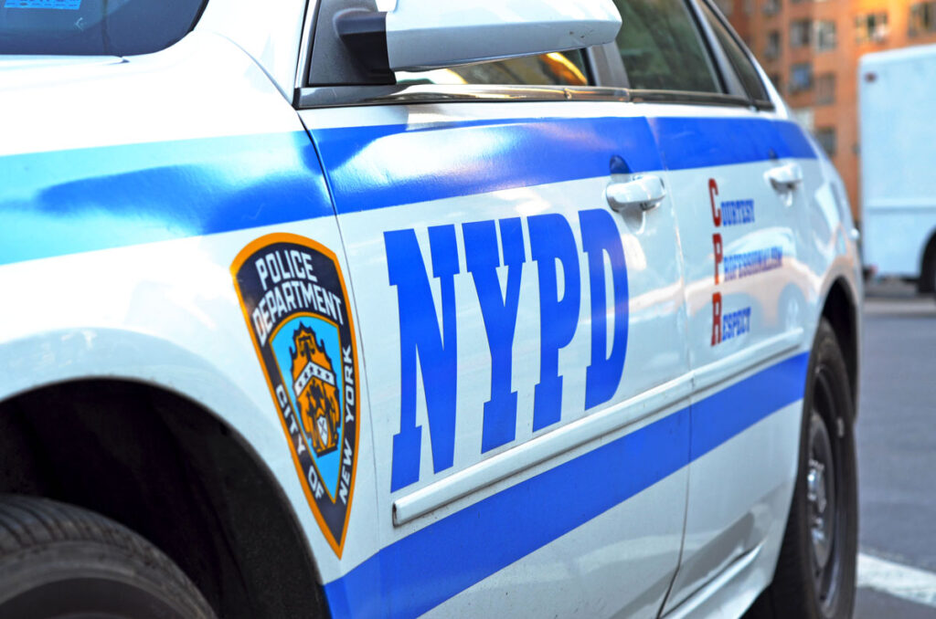 Close up of NYPD vehicle.