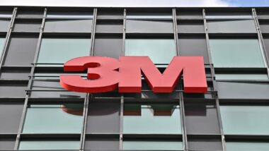 A wall sign for the American industrial conglomerate 3M on an office building.